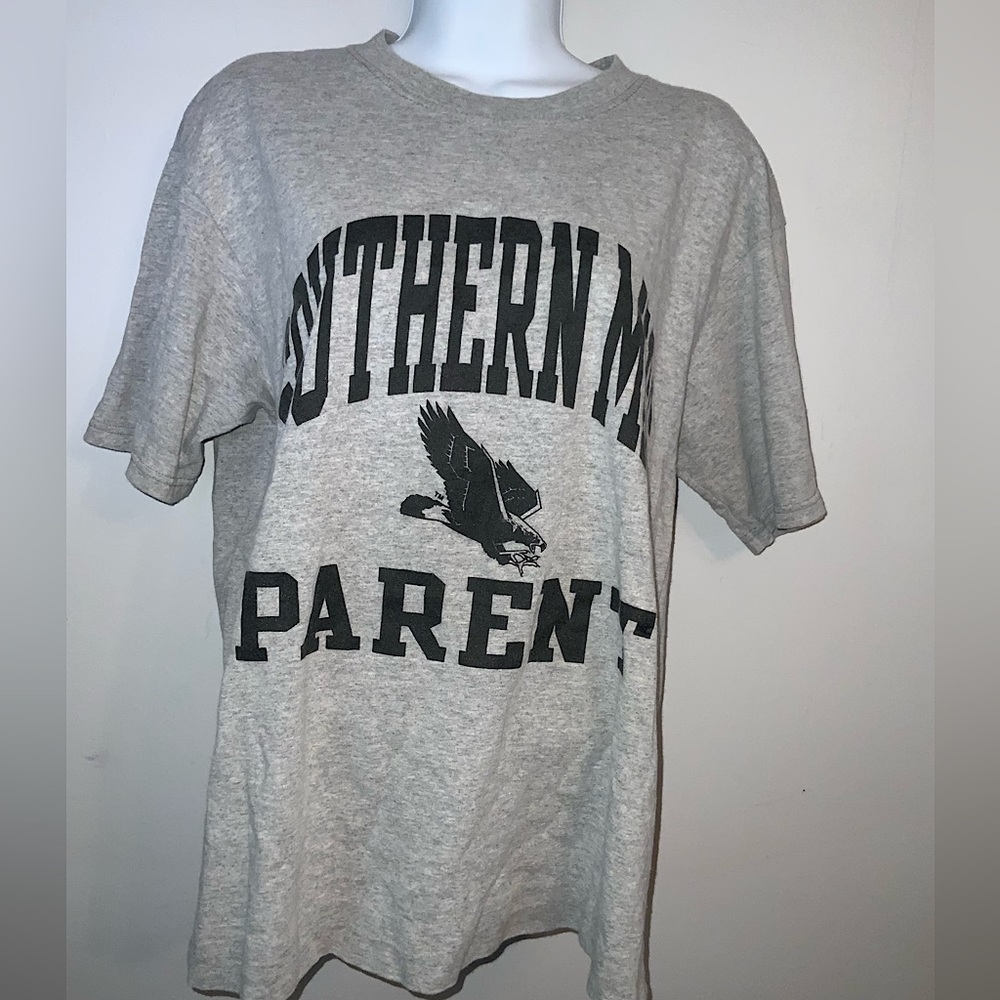 Grey & Black Unisex Collegiate Football Tee - Southern Miss Parent - Sz L